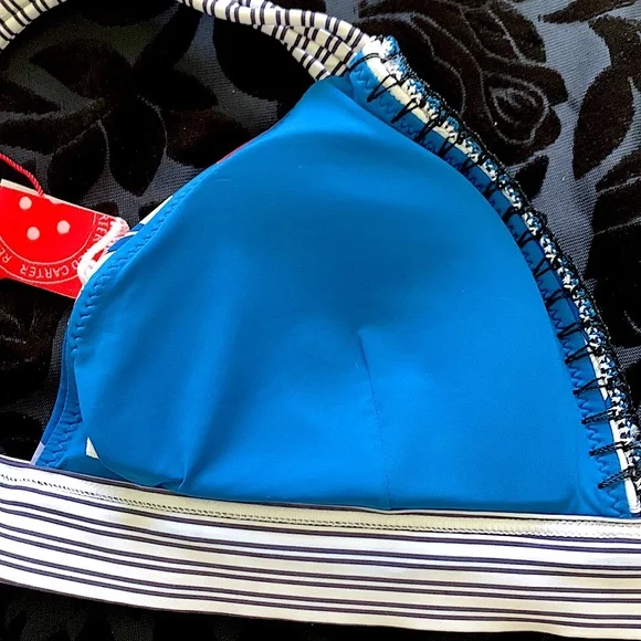 4/$25 NWT--Women's Red Carter Blue and White Floral Lola Top S - Picture 5 of 9